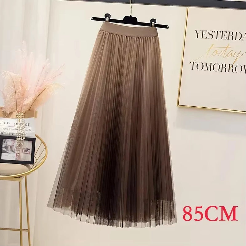 High Quality Fluffy Gradient Color Lush Puff Long Tutu Skirts Pink Green Blue Sequins Mesh Skirts