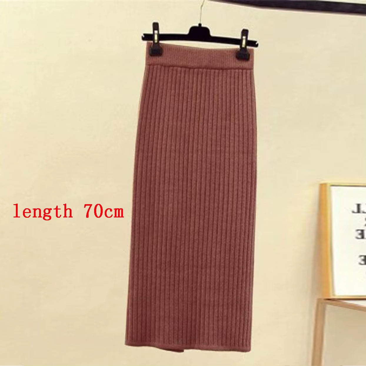 Women'S Autumn Pencil Knitted Skirt High Waist Warm Elegant Knitting Ribbed Skirts Female 2022 Winter Party Skirts