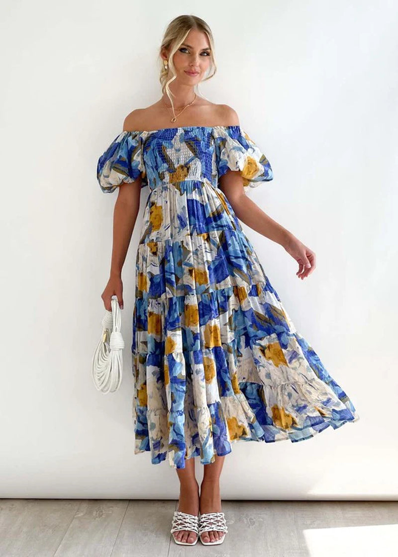 Women'S Dress off Shoulder High Waist Dress