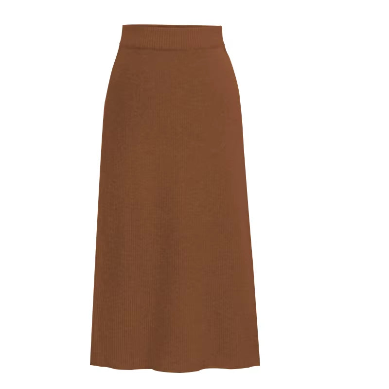 Fashion Autumn Winter Korean Knitted Women Skirts Large Size Elastic Waist Split A-Line Skirts Female plus Size Skirts