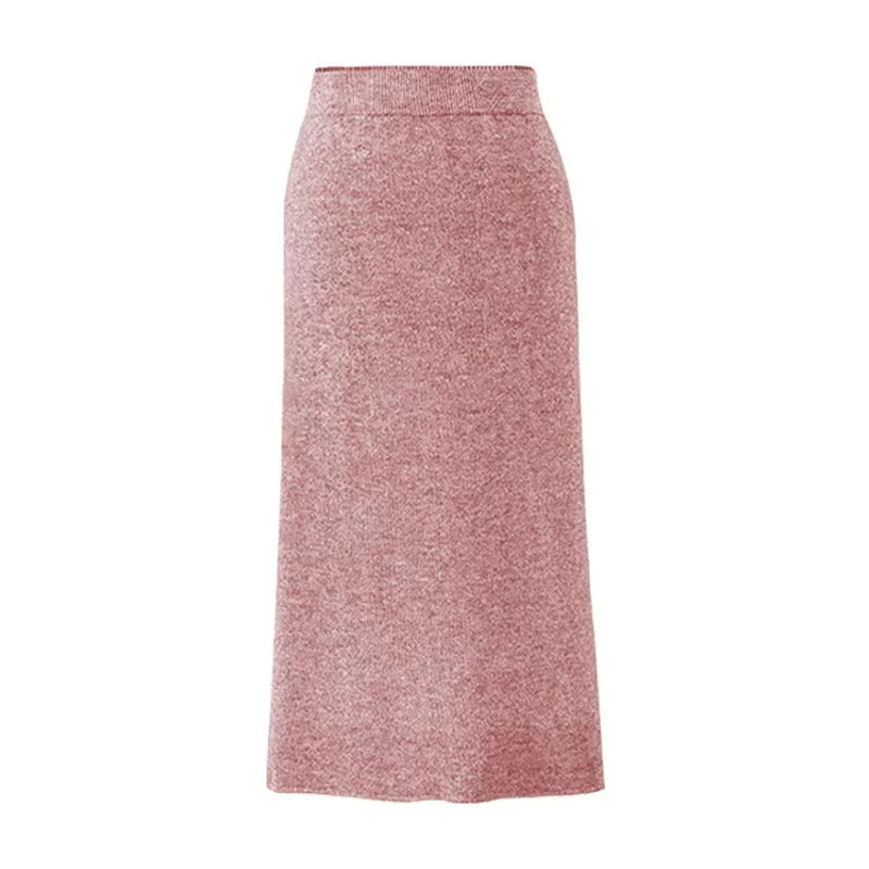 Fashion Autumn Winter Korean Knitted Women Skirts Large Size Elastic Waist Split A-Line Skirts Female plus Size Skirts