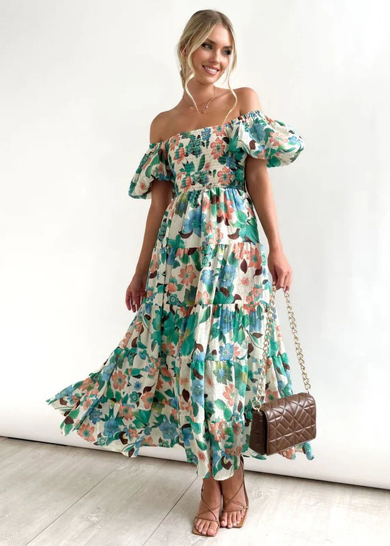 Women'S Dress off Shoulder High Waist Dress