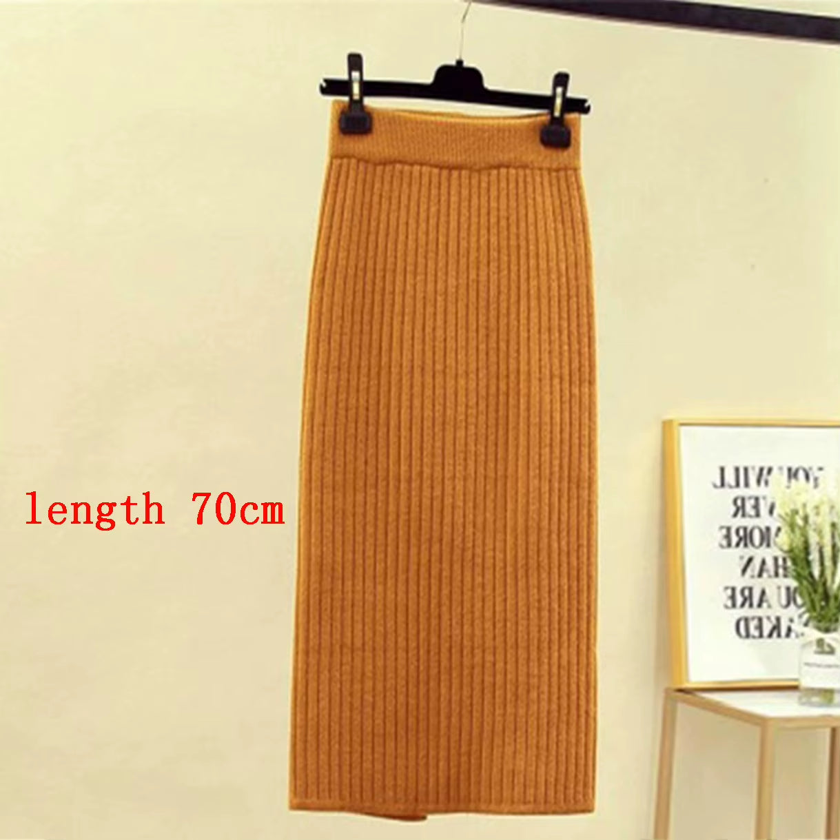 Women'S Autumn Pencil Knitted Skirt High Waist Warm Elegant Knitting Ribbed Skirts Female 2022 Winter Party Skirts