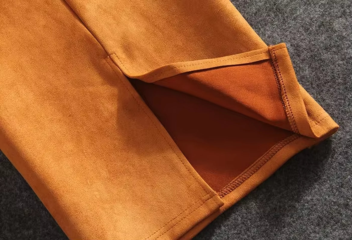 Women Skirts Suede Split Thick Stretchy Skirt Female Pencil Skirts Jupe Femme Faldas Mujer