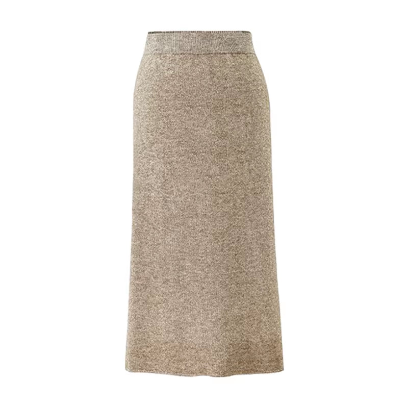 Fashion Autumn Winter Korean Knitted Women Skirts Large Size Elastic Waist Split A-Line Skirts Female plus Size Skirts