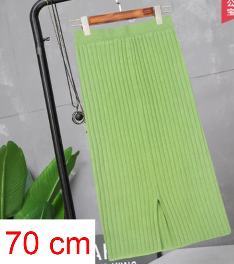 Women'S Autumn Pencil Knitted Skirt High Waist Warm Elegant Knitting Ribbed Skirts Female 2022 Winter Party Skirts