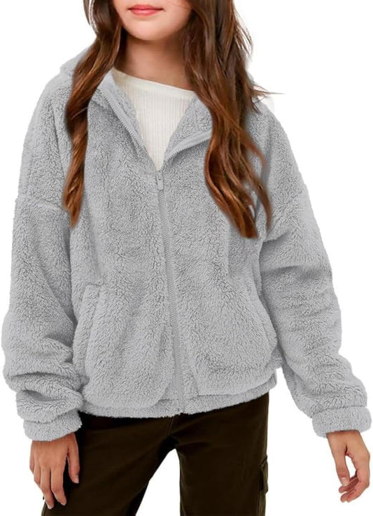 Girls' Outerwear Jackets Kids Soft Fleece Zip up Hoodie with Pockets 5-14 Years