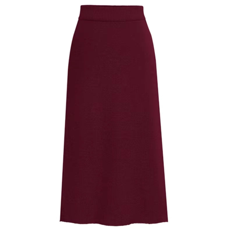 Fashion Autumn Winter Korean Knitted Women Skirts Large Size Elastic Waist Split A-Line Skirts Female plus Size Skirts